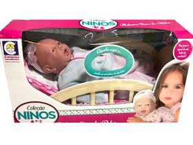 Boneca Colecao Ninos - Com Boca Aberta Sem Dentinho - Cinza e Rosa COTIPLAS Boneca Colecao Ninos - Com Boca Aberta Sem Dentinho - Cinza e Rosa COTIPLAS