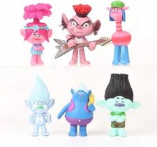 Boneca colecionável Action Figure Toys Trolls, 6 peças para crianças