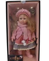Boneca Colecionável Eufan 45cm Look Inverno Rosa com Boina e Cachecol Toys Import