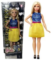 Boneca Colecionável Menina Loira Barbie Fashionistas Plus Size Curvy - Doll Número 22 - Ano De Fabricação 2015 - Mattel Brinquedos