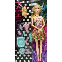 Boneca com Cachorrinho e Acessórios Fashion Girl Mod1 Quanhe Boneca com Cachorrinho e Acessórios Fashion Girl Mod1 Quanhe