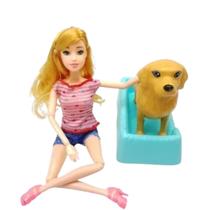 Boneca Com Cachorro Para Sua Filha Ideal Para Presente Com Garantia