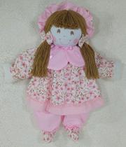 Boneca com chapéu 55cm vestido com estampas variadas, decoração nichos quartos de bebês