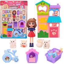 Boneca com loja Pet Shop de Hamster e Acessórios Azul - Castela