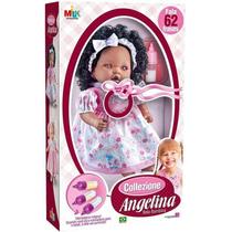 Boneca com mecanismo angelina negra 62 frases 48cm milk