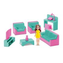Boneca com Móveis e Acessórios - Judy Home - Sala - Samba Toys