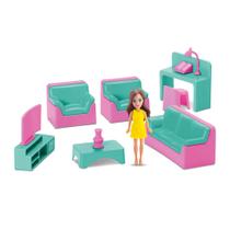 Boneca com Móveis e Acessórios - Judy Home - Sala - Samba Toys Boneca com Móveis e Acessórios - Judy Home - Sala - Samba Toys