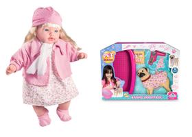 Boneca Com Roupinha Rosa E Gorro Que Canta Mais Pet Wash