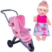 Boneca Com Som Infantil E Carrinho De Passeio Boneca Nolly 31cm Kit De Menina Bebê Fala Frases