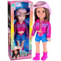 Boneca Country Style 41cm Vinil Boiadeira Com Chapéu e Botas