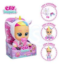 Boneca Cry Babies Dreamy Unicórnio Com Cabelo Chora Verdade