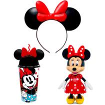 Boneca da Minnie com Tiara Infantil e Copo de Orelhas Disney