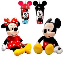 Boneca da Minnie e Boneco do Mickey de Pelúcia com Falas em Português + Copos com Orelhas