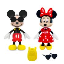 Boneca da Minnie e Boneco do Mickey + Óculos e Mochila 13cm - Elka