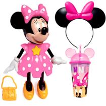 Boneca da Minnie que fala Elka Tiara e Copo de Orelha Disney