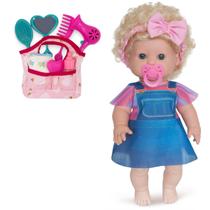 Boneca Danadinha Loira Cabelo Crespo + Bolsinha Maternidade