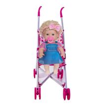 Boneca Danadinhas Cabelo Crespo Loiro Com Carrinho Passeio