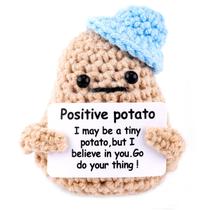 Boneca de batata positiva de lã tricotada XIHIRCD Chapéu azul engraçado de 8,3 cm Boneca de batata positiva de lã tricotada XIHIRCD Chapéu azul engraçado de 8,3 cm