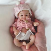 Boneca de bebê em miniatura de silicone de corpo inteiro Gileutay 15 cm Girl