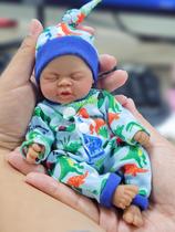 Boneca de bebê renascida em miniatura MYREBABY Silicone 18 cm de corpo inteiro