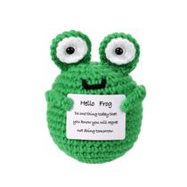 Boneca de bolso BOXOB Mini Funny Positive Frog de lã tricotada