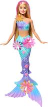Boneca de brinquedo Barbie Mermaid Flower Magic com flores desabrochando