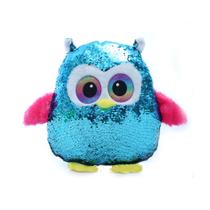 Boneca de brinquedo de pelúcia azul Coruja Bespangled 20cm em azul