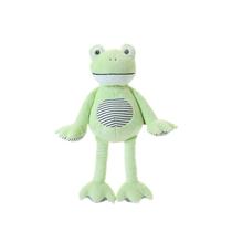 Boneca de brinquedo de pelúcia, fofa, sapo verde com barriga listrada, 25 cm