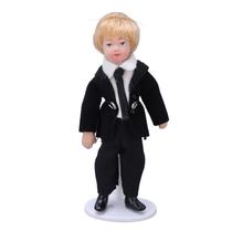Boneca de menino em miniatura Dilwe, escala 1:12 de tecido cerâmico de 12 cm Boneca de menino em miniatura Dilwe, escala 1:12 de tecido cerâmico de 12 cm