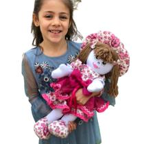 Boneca de Pano Brinquedo Decoração 50cm Floral Laço Bebê Meninas Artesanal - Junior Baby Store