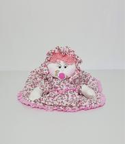 Boneca De Pano Deitada Bia Pelúcia Rosa Floral 36cm Boneca De Pano Deitada Bia Pelúcia Rosa Floral 36cm