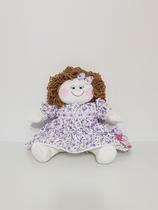 Boneca De Pano Lara Pelúcia Lilás Floral 41cm
