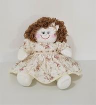 Boneca De Pano Lara Pelúcia Rosê Nude Floral 41cm Boneca De Pano Lara Pelúcia Rosê Nude Floral 41cm