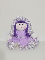 Boneca De Pano Laurinha Pelúcia Lilás Floral 41cm