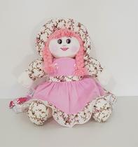 Boneca De Pano Laurinha Pelúcia Rosa Florence 41cm