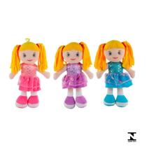 Boneca de Pano Lola C/ Vestido Rosa/Azul/Lilas - Bbr Toys
