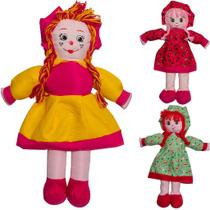 Boneca De Pano Menina Antialergica 50cm Vestido Estampado Boneca De Pano Menina Antialergica 50cm Vestido Estampado