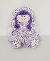 Boneca De Pano Nanda Pelúcia Lilás Floral 41 cm - POLYBABY