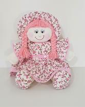 Boneca De Pano Nanda Pelúcia Rosa Floral 41 cm