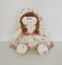 Boneca De Pano Nanda Pelúcia Rosê Nude Floral 41 cm