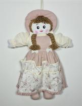 Boneca De Pano Porta Fralda Menina Rosê Nude Floral - PolyBaby Boneca De Pano Porta Fralda Menina Rosê Nude Floral - PolyBaby