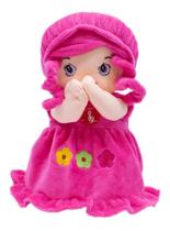 Boneca De Pano Rezando Pai Nosso Menina Vestido Pink 24cm