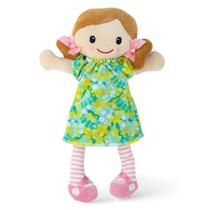 Boneca de pano Tiger Tribe Nellie 25 cm com vestido de flores verde-amarelo Boneca de pano Tiger Tribe Nellie 25 cm com vestido de flores verde-amarelo