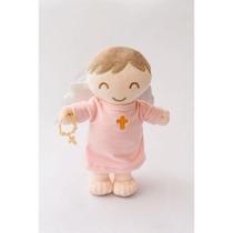 Boneca de Pelúcia Anjinho da Guarda Plush Detalhes Bordados Rosa 32cm Zip