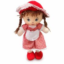 Boneca de Pelúcia com Vestido e Avental 43cms Cor:Vermelho