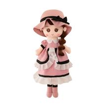 Boneca de pelúcia macia de 55 cm com vestido vintage para meninas
