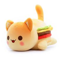 Boneca de pelúcia Meows Aphmau com coca, batatas fritas e hambúrgueres de 25 cm