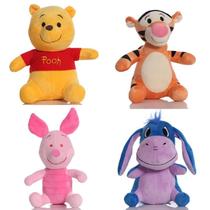 Boneca de Pelúcia Ursinho Pooh, Burro, Tigrão e Leitão - Pelúcia Infantil