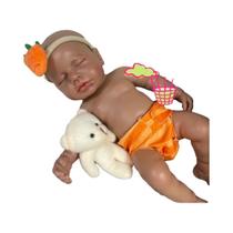 Boneca De Silicone Reborn De Menina Afro-Americana De 12 Polegadas LouLou Com Pele Escura E Corpo