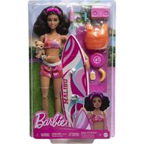 Boneca de surf Barbie HPL69 com prancha de surf e acessórios para crianças a partir de 3 anos